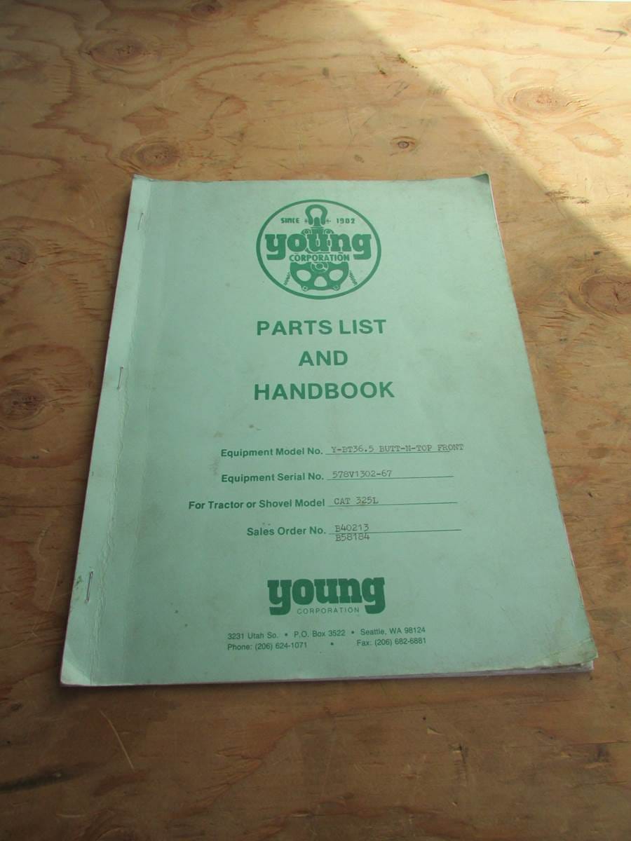 Young Caterpillar 325L Butt N Top Parts Book