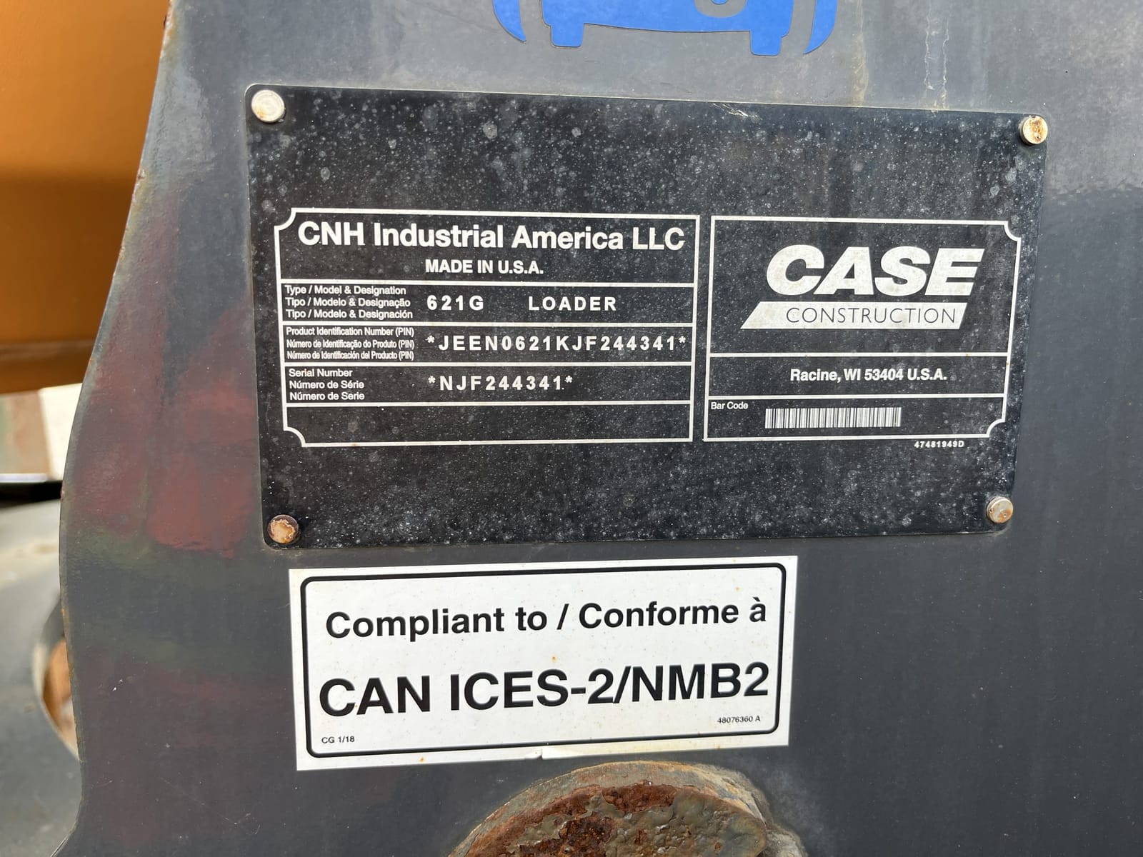 2018 CASE 621G ZBAR