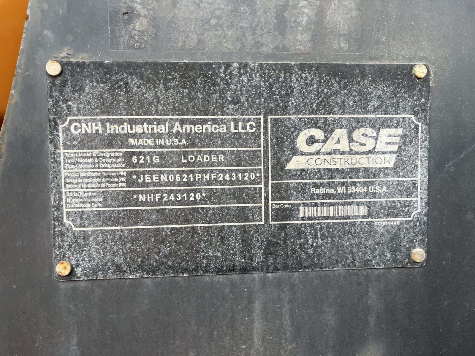 2018 CASE 621G ZBAR